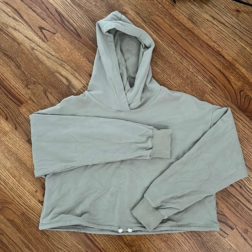 Green long sleeve top with hood size large